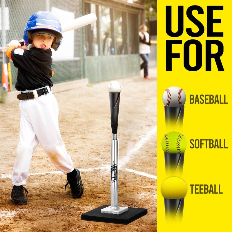 PLAYAPUT Baseball Batting Tee - Professional Hitting Tee for Baseball/Softball with Weighted Base,Flexible Rubber Top, Premium Aluminum Baseball Tee, Easy Adjust Height 24-46 inches For Kids or Adults - Image 4